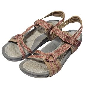 Women’s Adjustable Strappy Sandals in Red and Tan